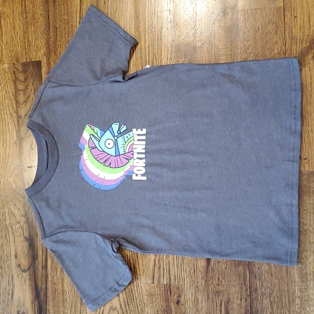 Boys Fortnite gray graphic print short sleeve tshirt size M